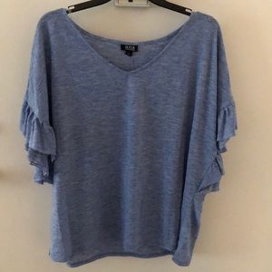 Blue ruffle sleeve ANA top